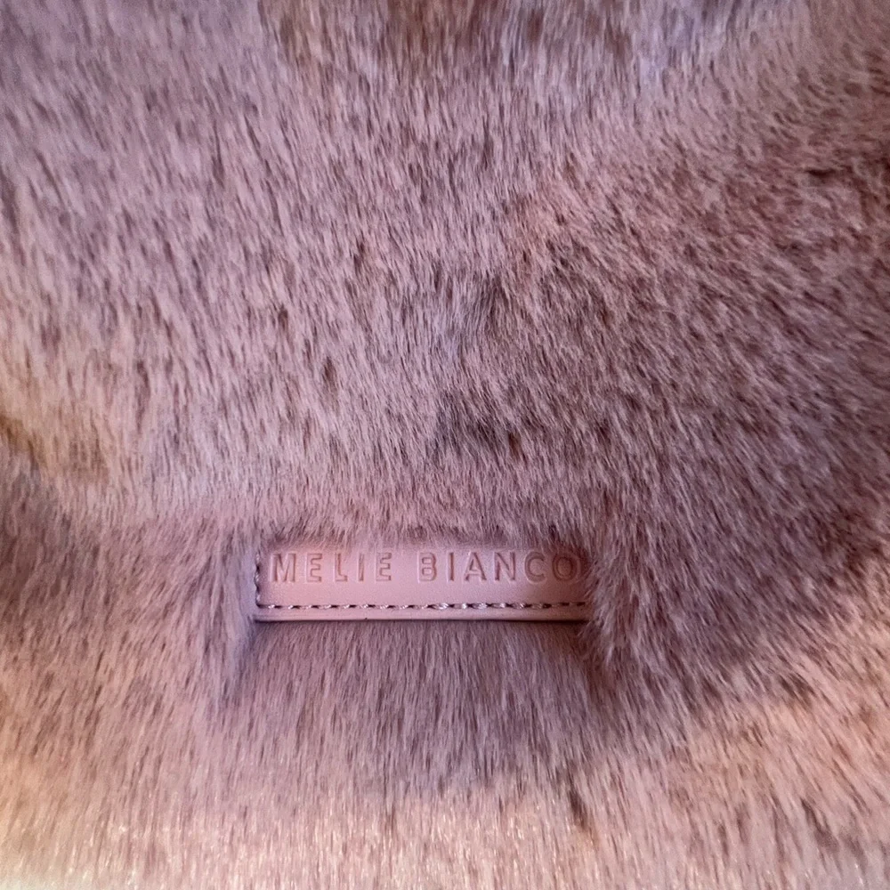 NWT new Melie Bianco Brigitte faux fur satchel bag purse mauve pink
